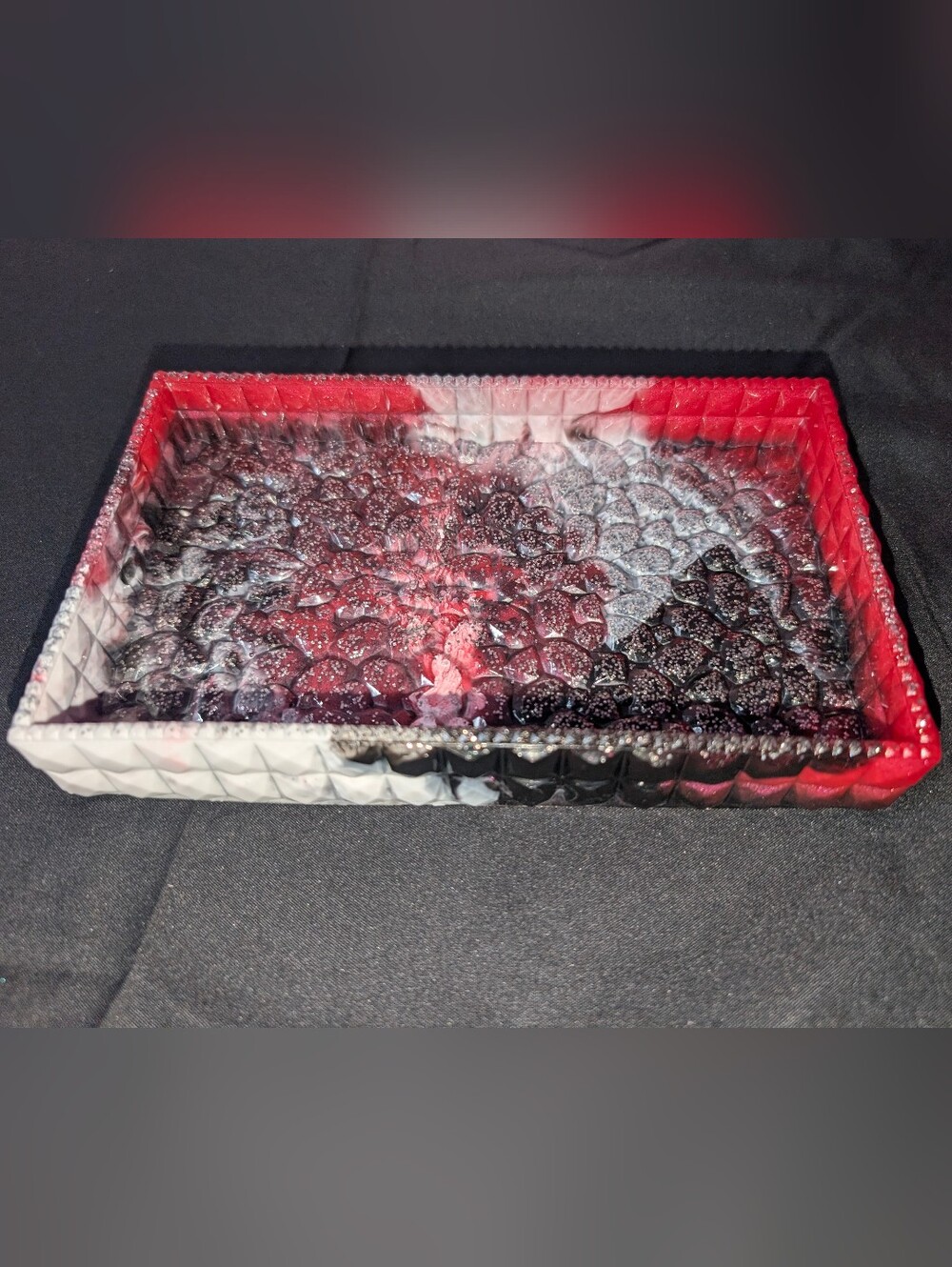 Handmade Red, Black And White Resin Trinket Tray